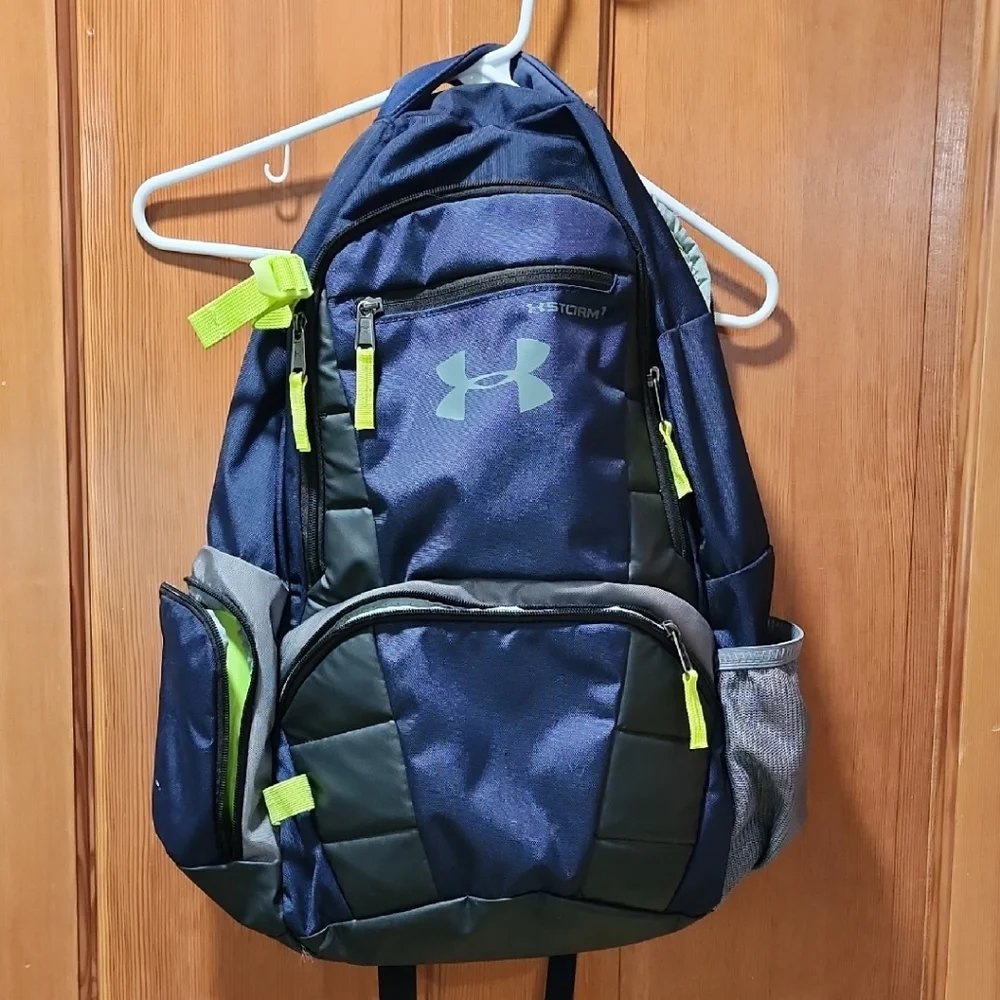Under Armour Storm1 Navy and Neon Green/yellow Backpack
